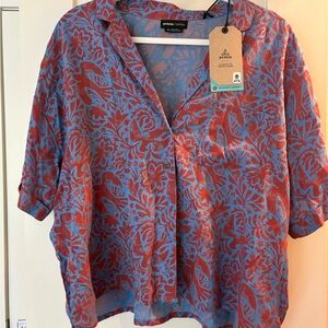 Prana Women's Vibrant Blue and Red Blouse